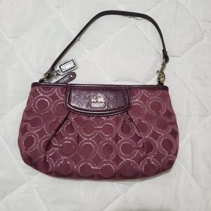 Coach plum large clutch/wrislet, zipper closure